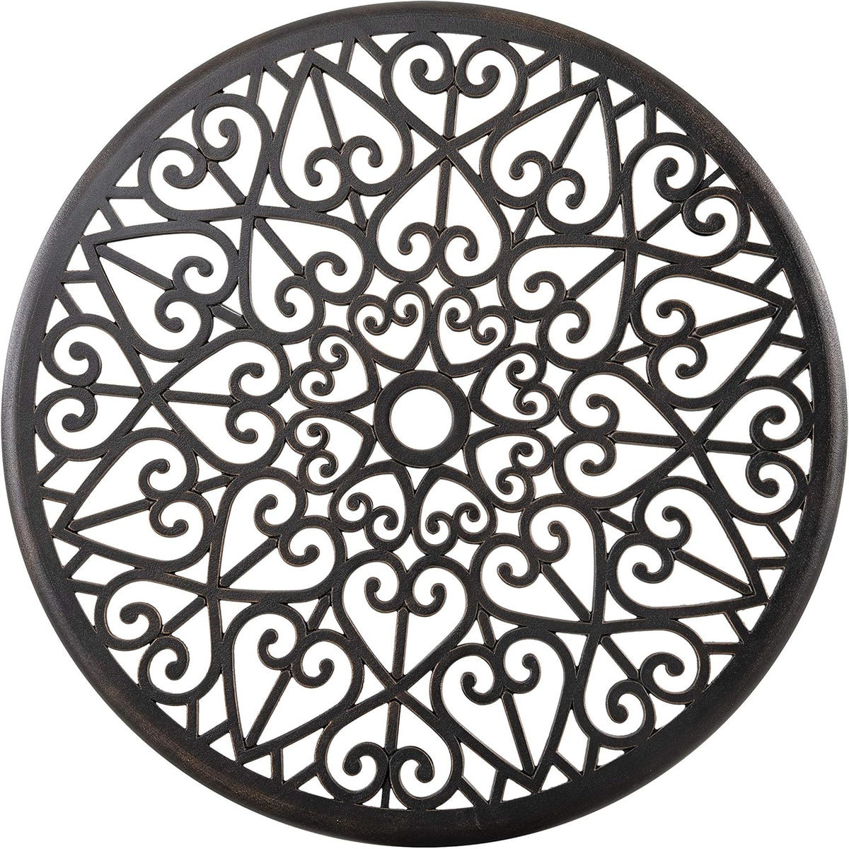 3 Piece Cast Aluminum Patio Bistro Table Set with Umbrella Hole W101