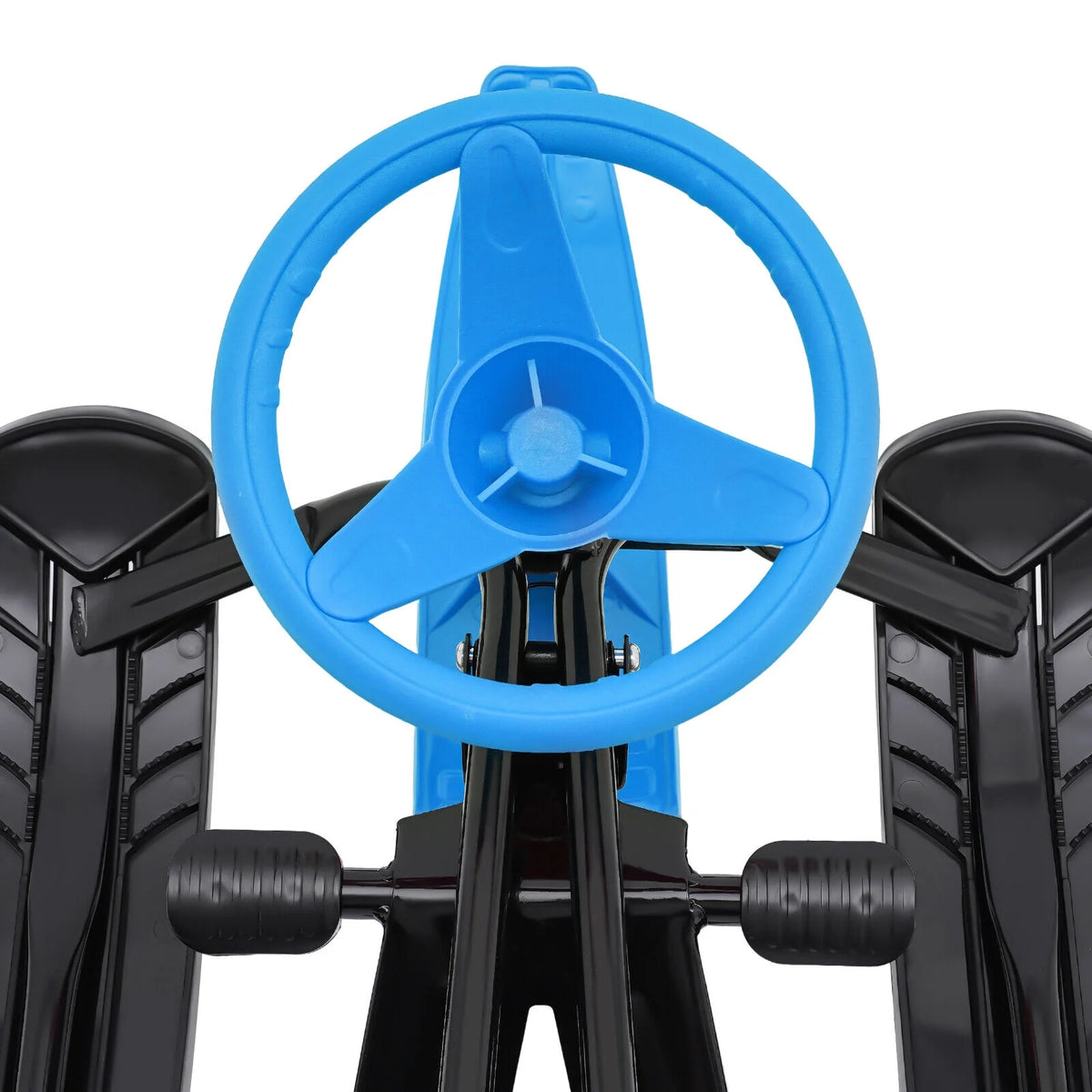 Blue Snow Sled with Steering Wheel and Double Brake Pull Rope S7734