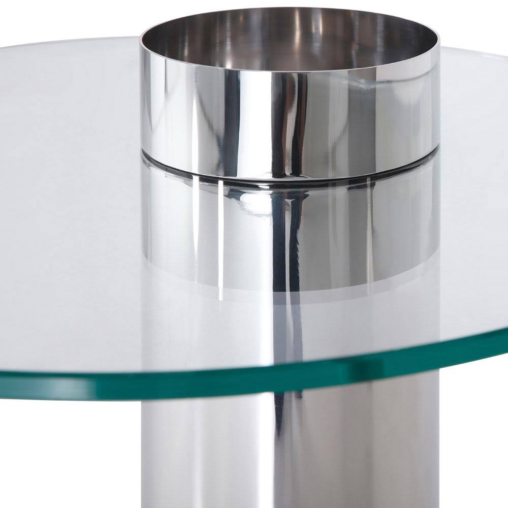 Clear Glass End Table with Stainless Steel and Black Base C948