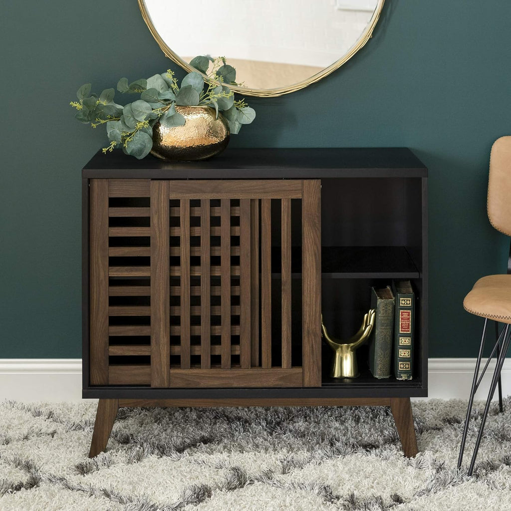 36 Inch Black and Dark Walnut Buffet Cabinet M83536