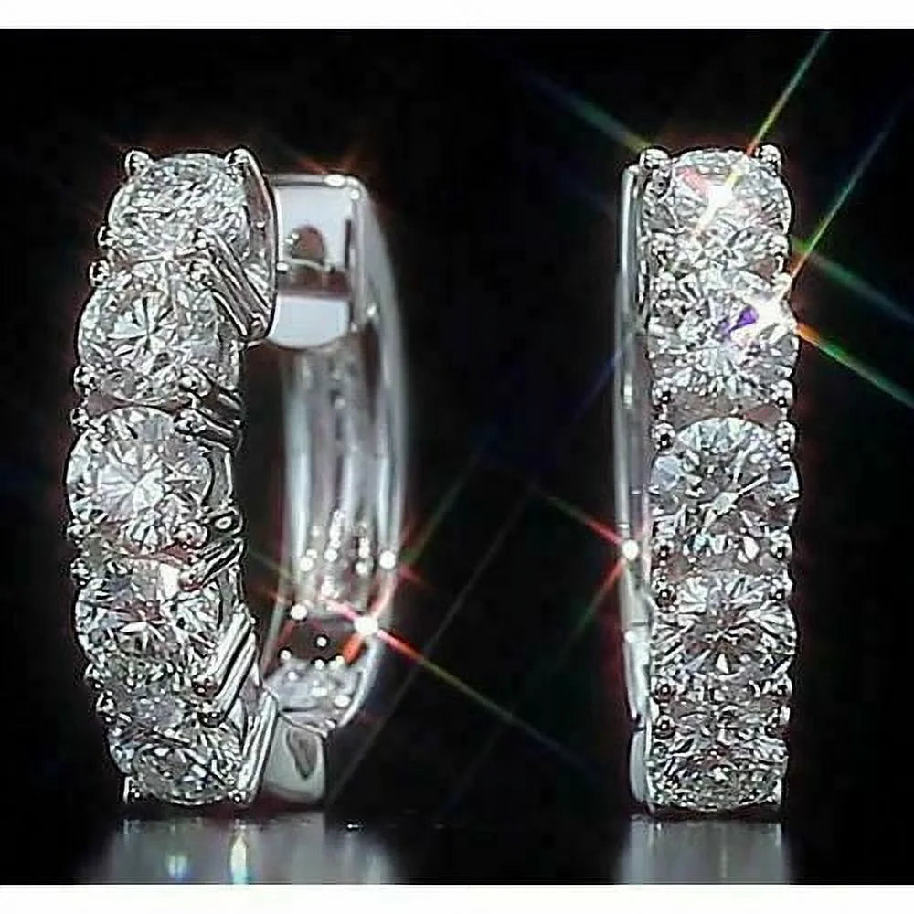 14K White Gold Hoop Earring with Lab Grown Diamond F212485