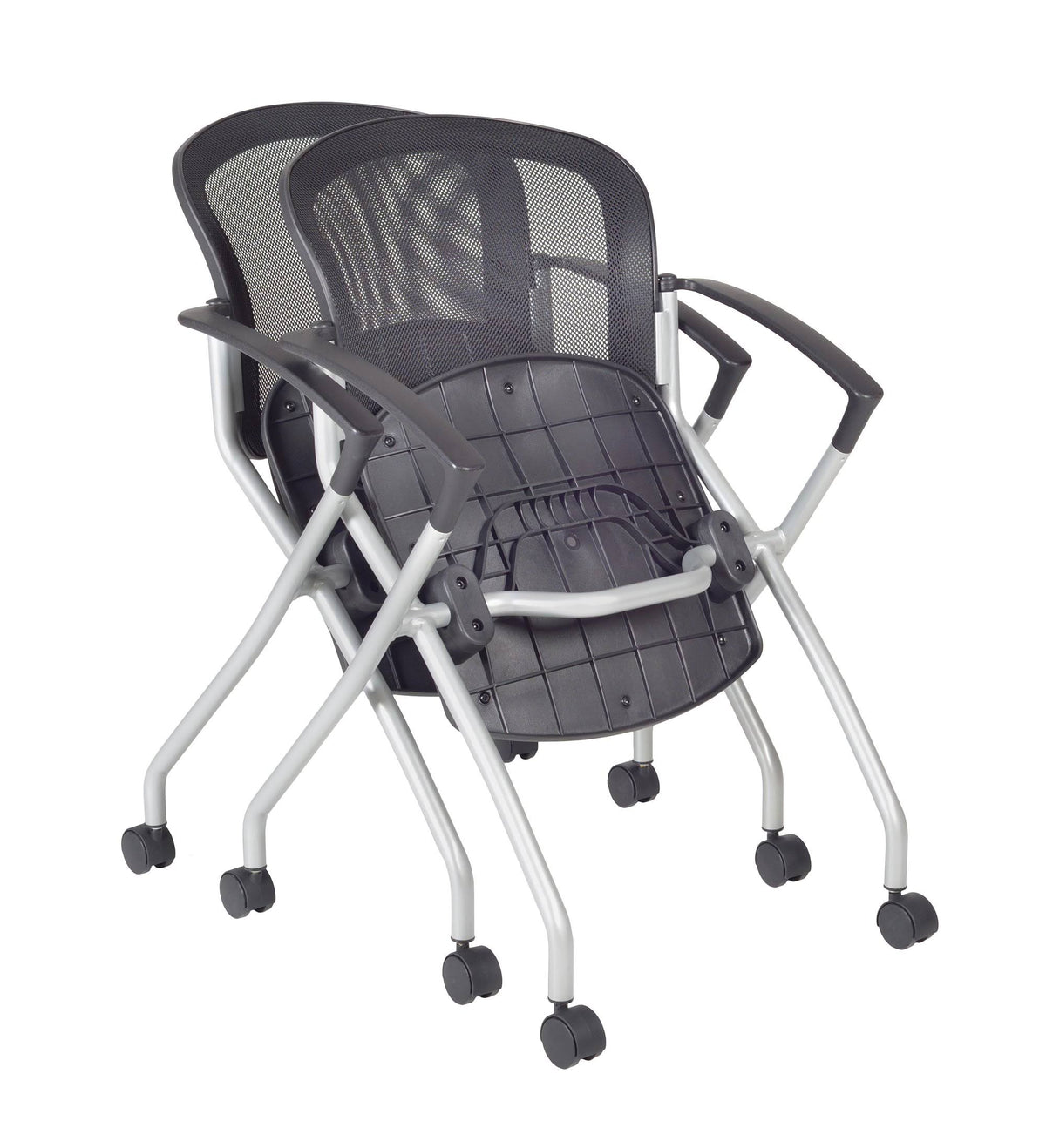 Beige Training Table with 2 Black Nesting Chairs H14874