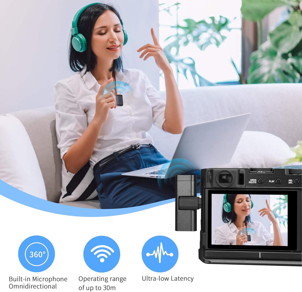 Wireless Lavalier Microphone with 3.5mm TRS Adapter Clip-on Mic C954332