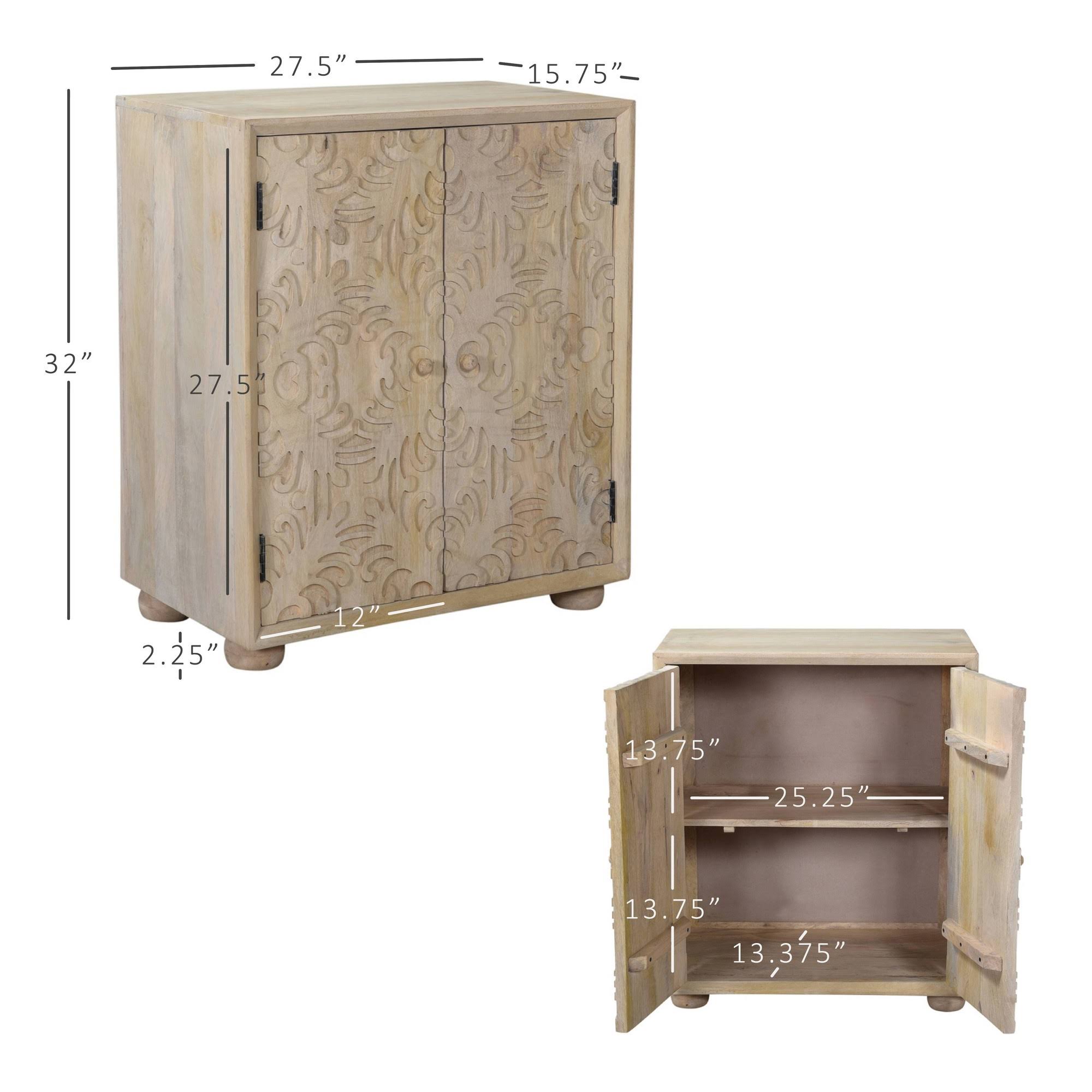 2 Door Carved Cabinet Natural G4577