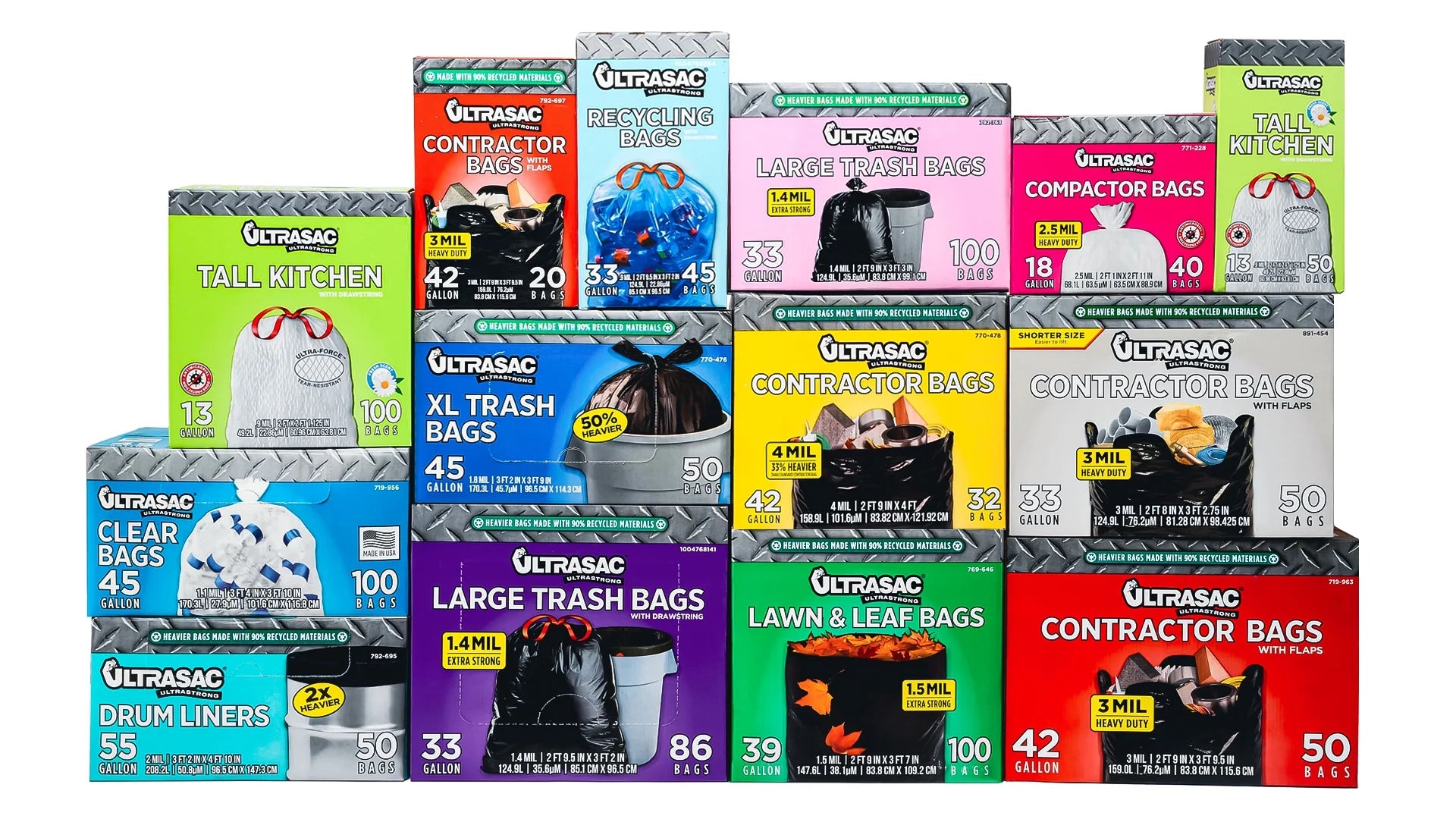 Extra Heavy Duty Contractor Bags - 42 Gallon, 4 Mil (32 Pack w/Ties) - 33" x 48" M686