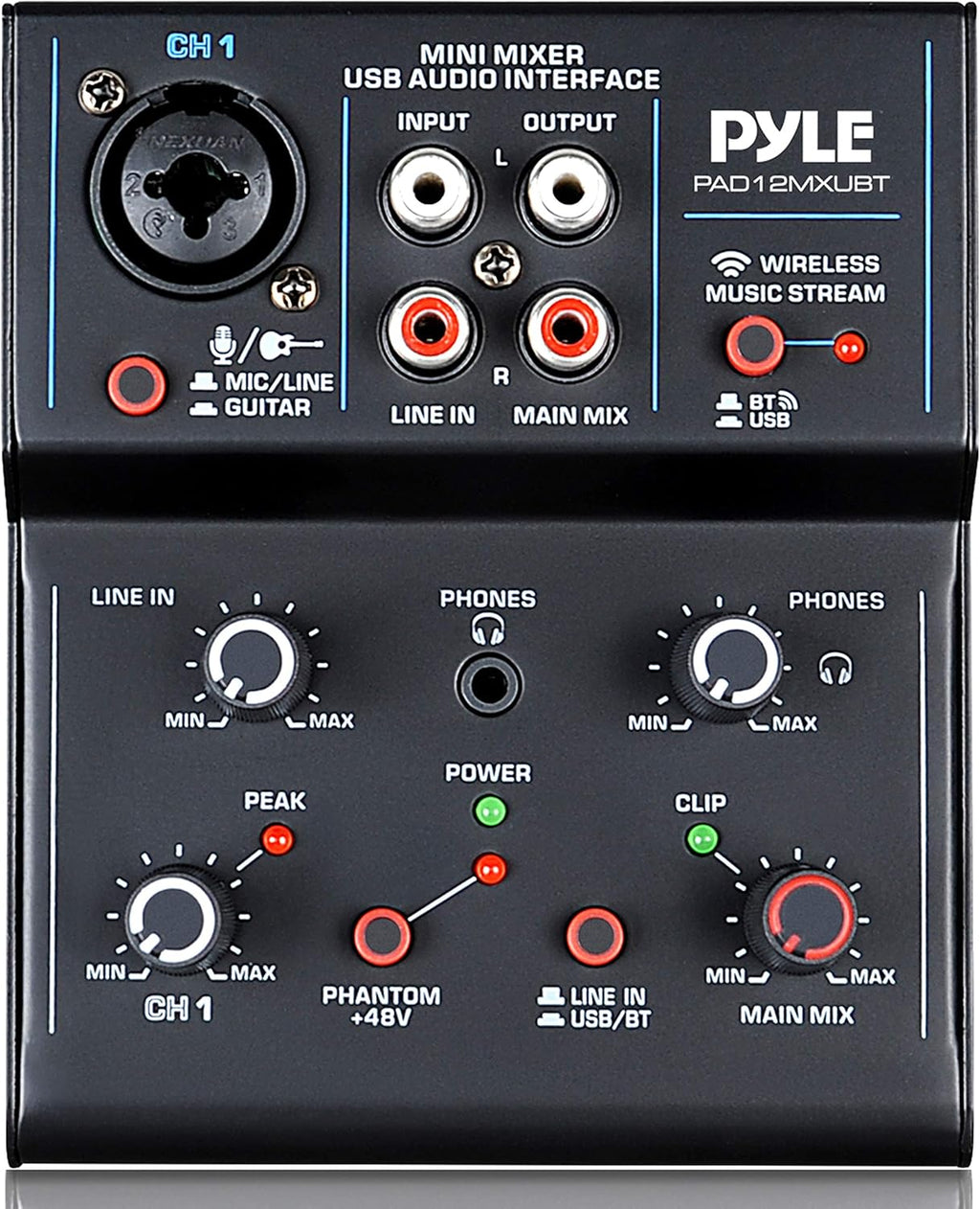 2-Channel Bluetooth DJ Controller Sound Mixer with USB Audio Interface X60743