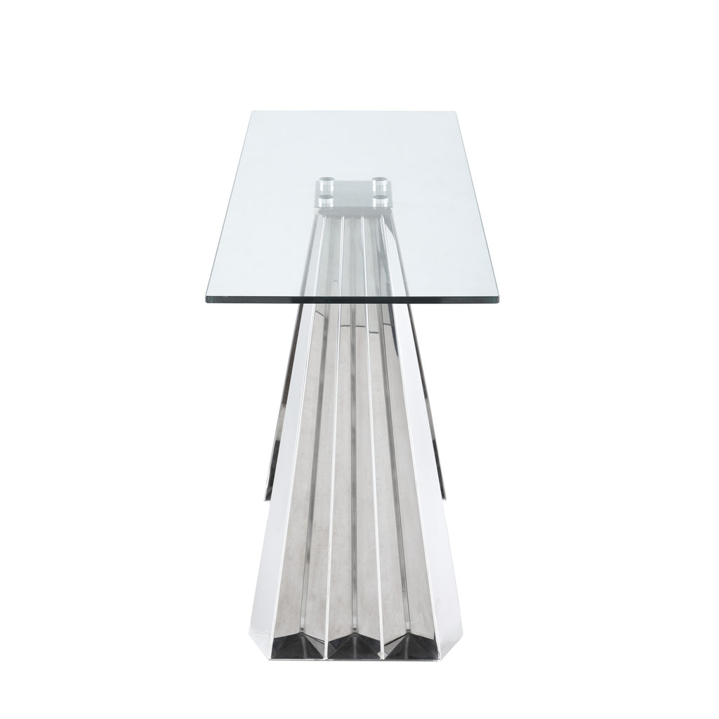 Glass Sofa Table with Flare Pyramid Base U44326