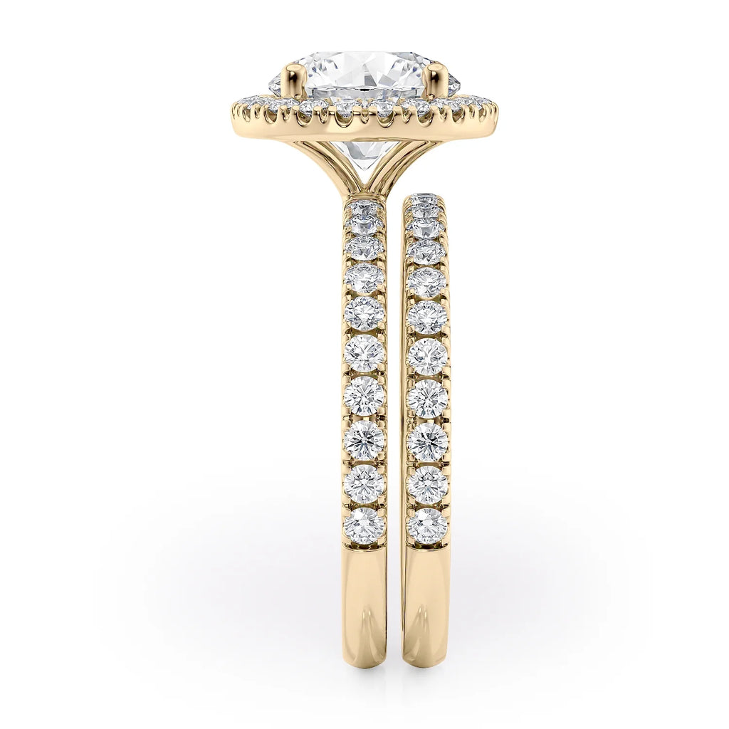 14k Yellow Gold Diamond and Moissanite Halo Engagement Ring Size 7.5 R4570