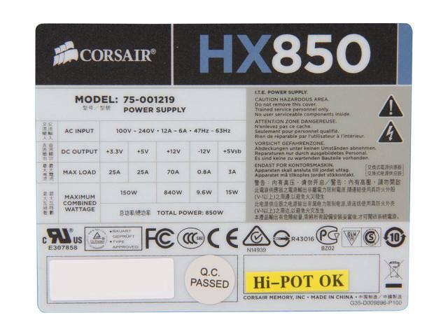 850W 80 PLUS Gold Power Supply L2043