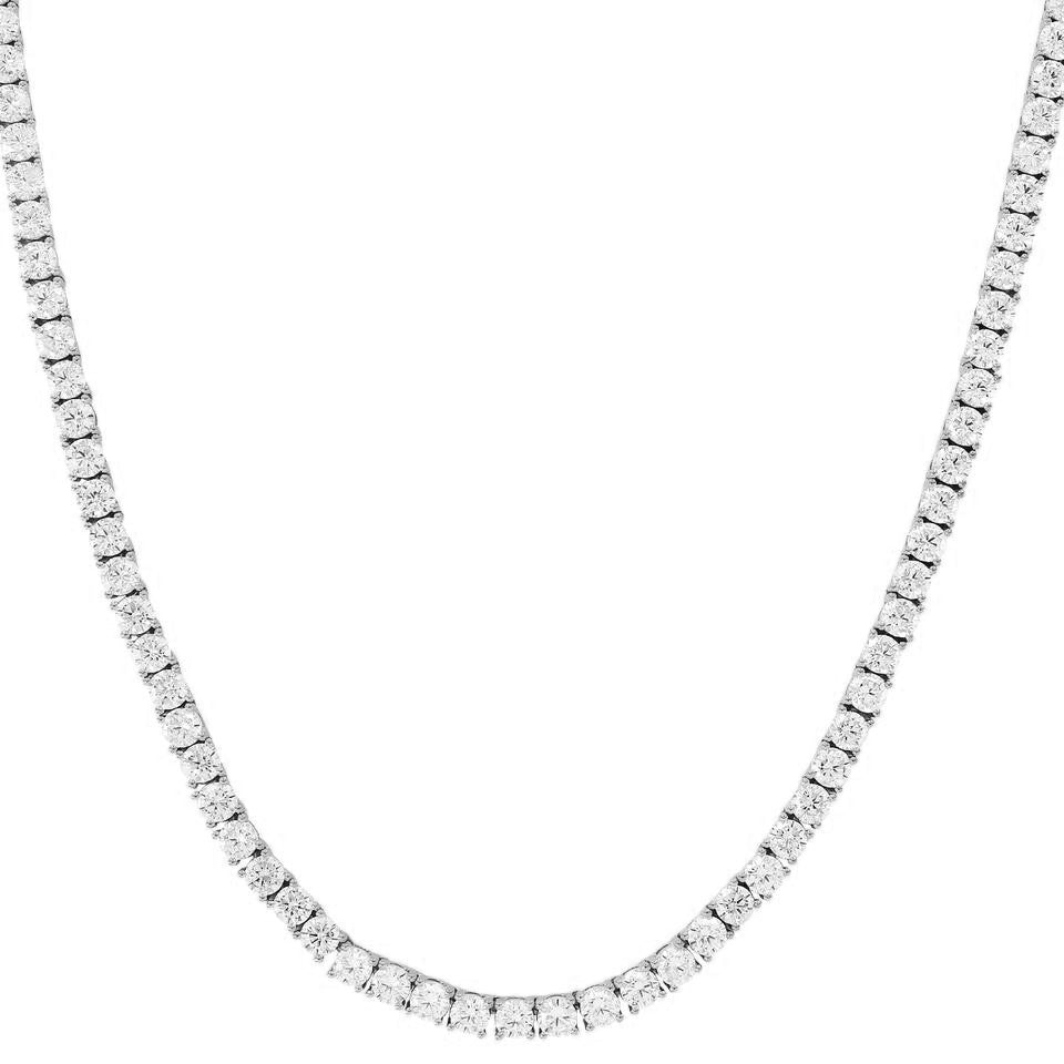 14K White Gold Finish Tennis Chain Necklace 24" U768