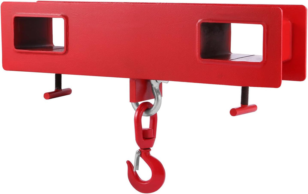 Forklift Lifting Hook, 4400lbs Capacity, Red, with Swivel Hook and Two Large T-Screws H370835