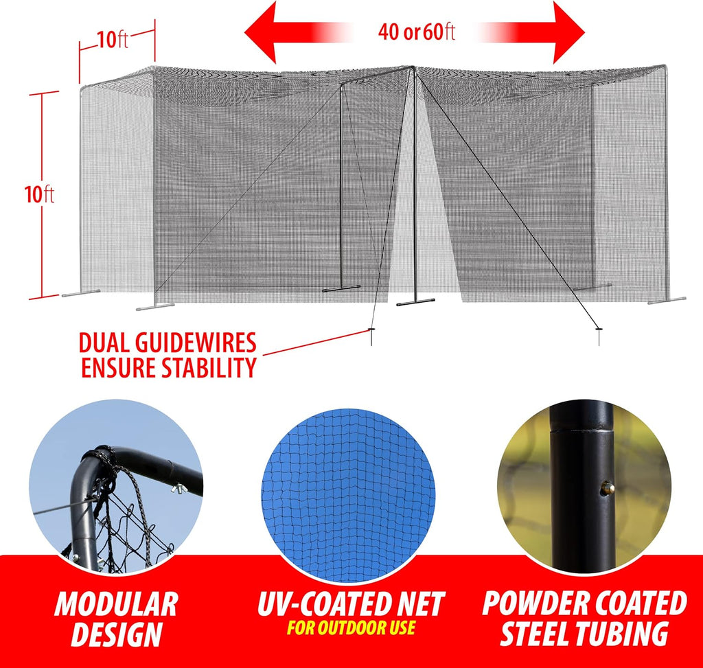40 and 60 Foot Batting Cage with Frame and Netting B236