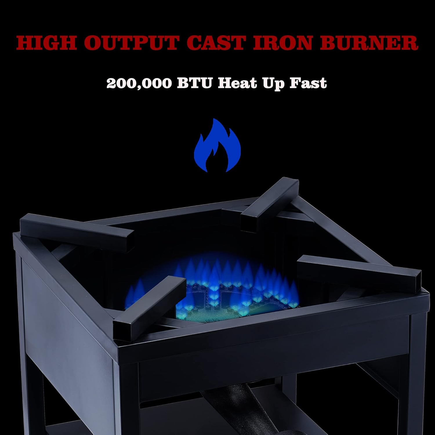 Cast Iron Propane Burner with Adjustable Regulator & Steel Braided Hose M898544