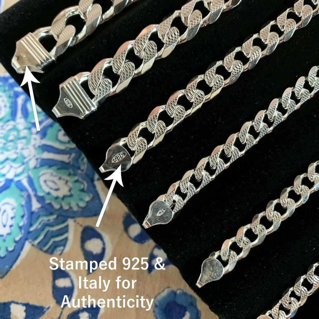 Real Solid 925 Sterling Silver Cuban Curb Chain Necklace J198781