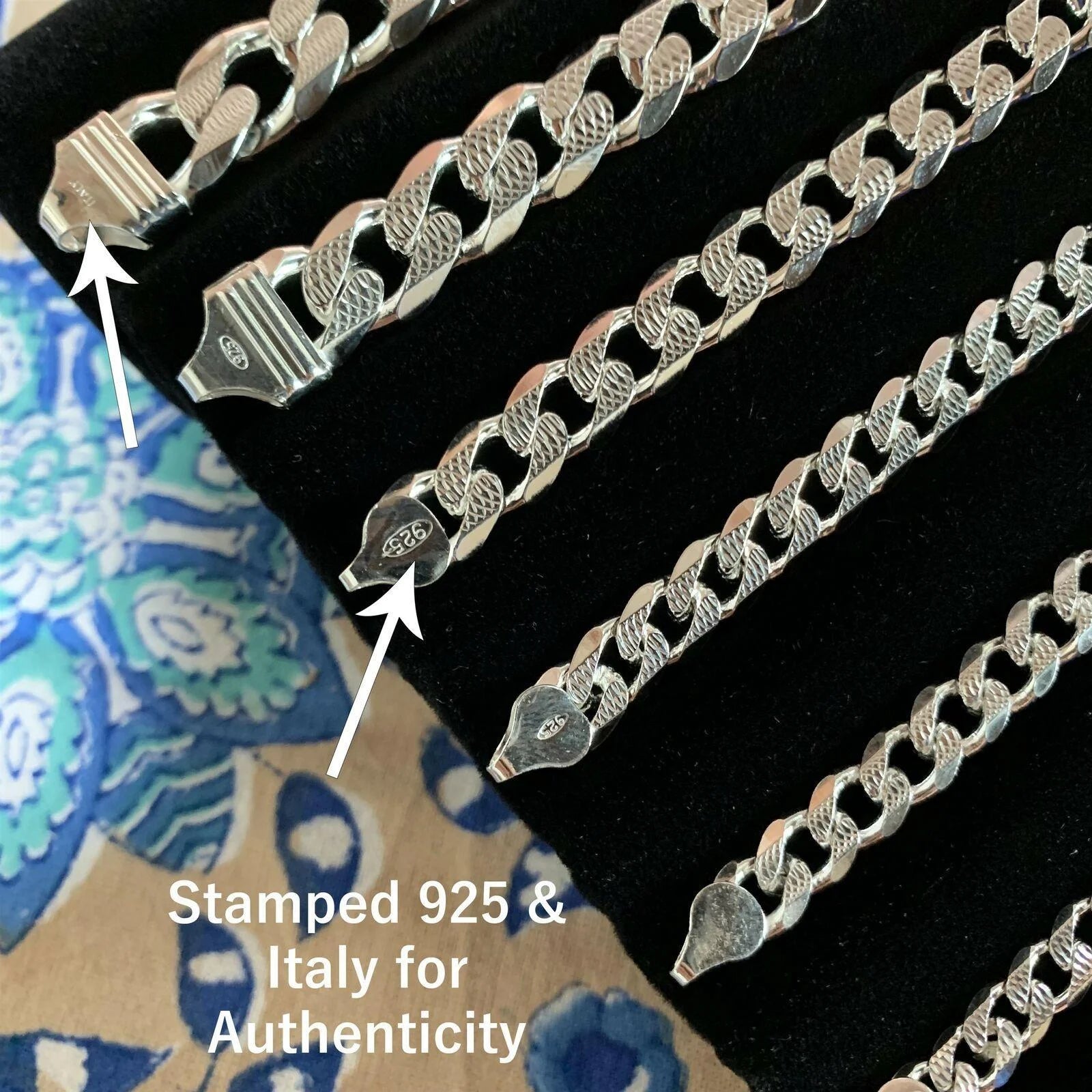 Real Solid 925 Sterling Silver Cuban Curb Chain Necklace J198781