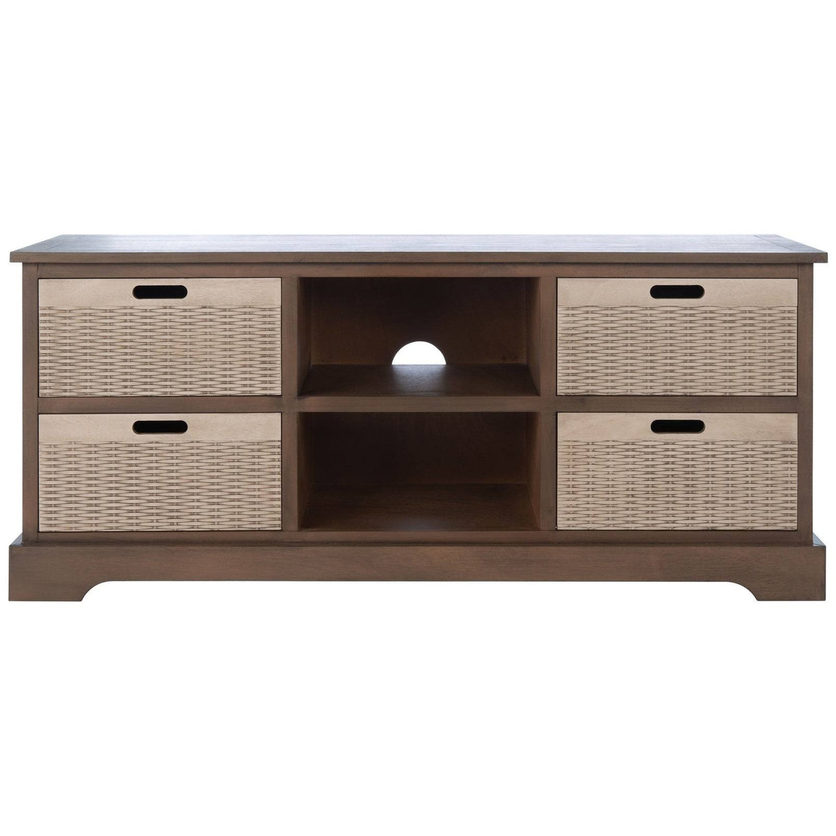 4 Drawer Distressed White Media Stand V5376