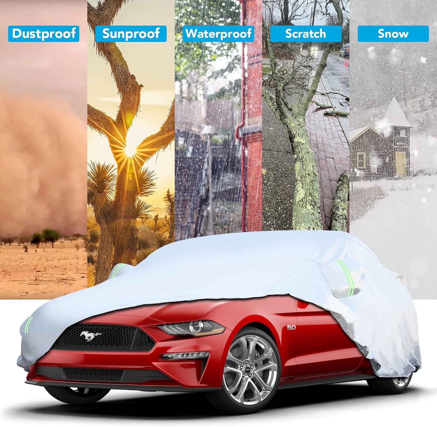 6 Layers Waterproof Full Exterior Car Cover with Zipper C62981