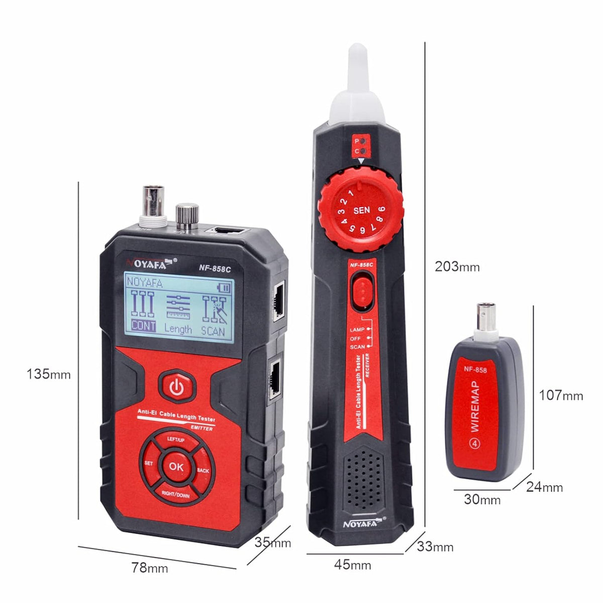 LCD Network Tester with RJ11 RJ45 Coax Cable Tester and VFL Function E842901