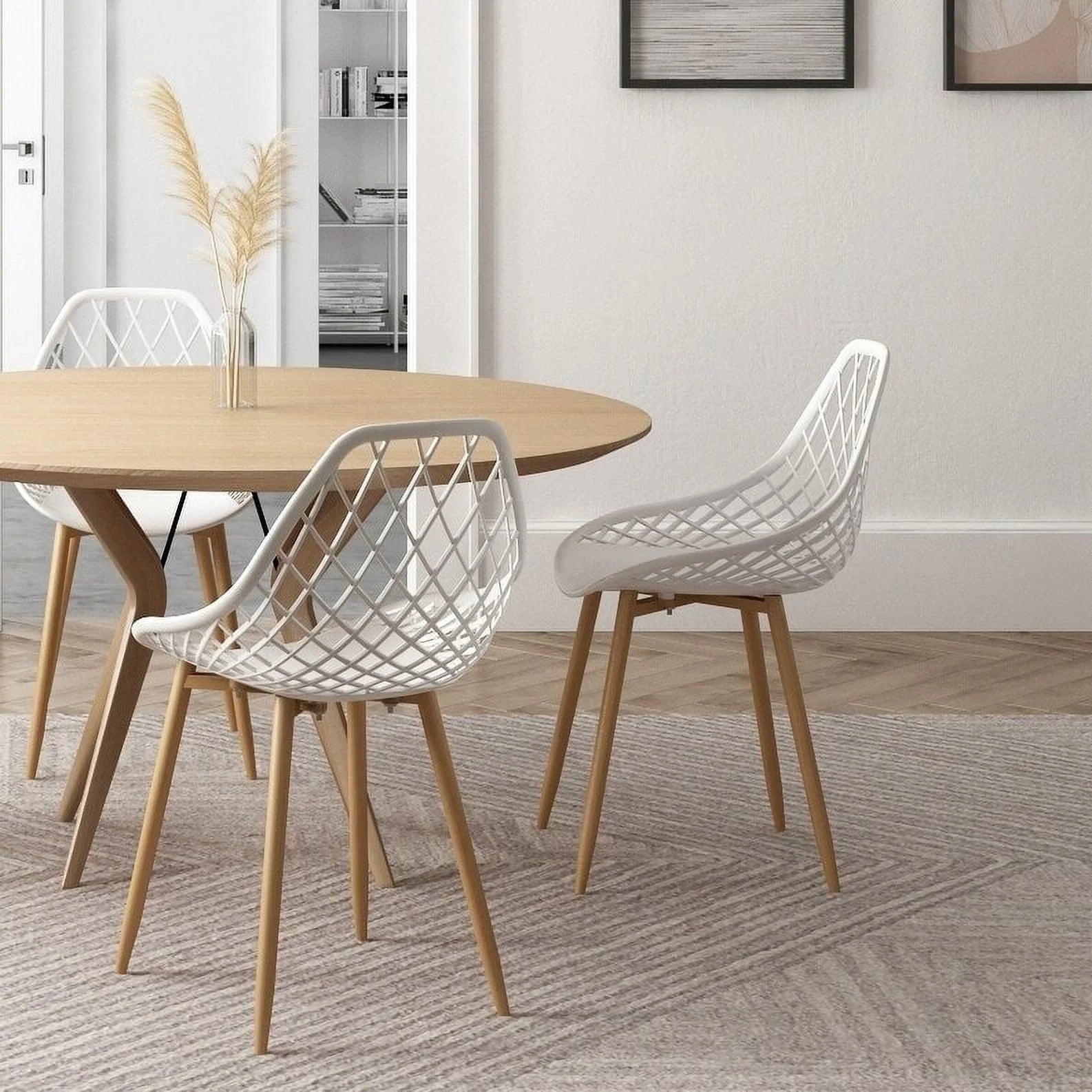 Black Plastic and Steel Dining Chair 2 Piece Set L120