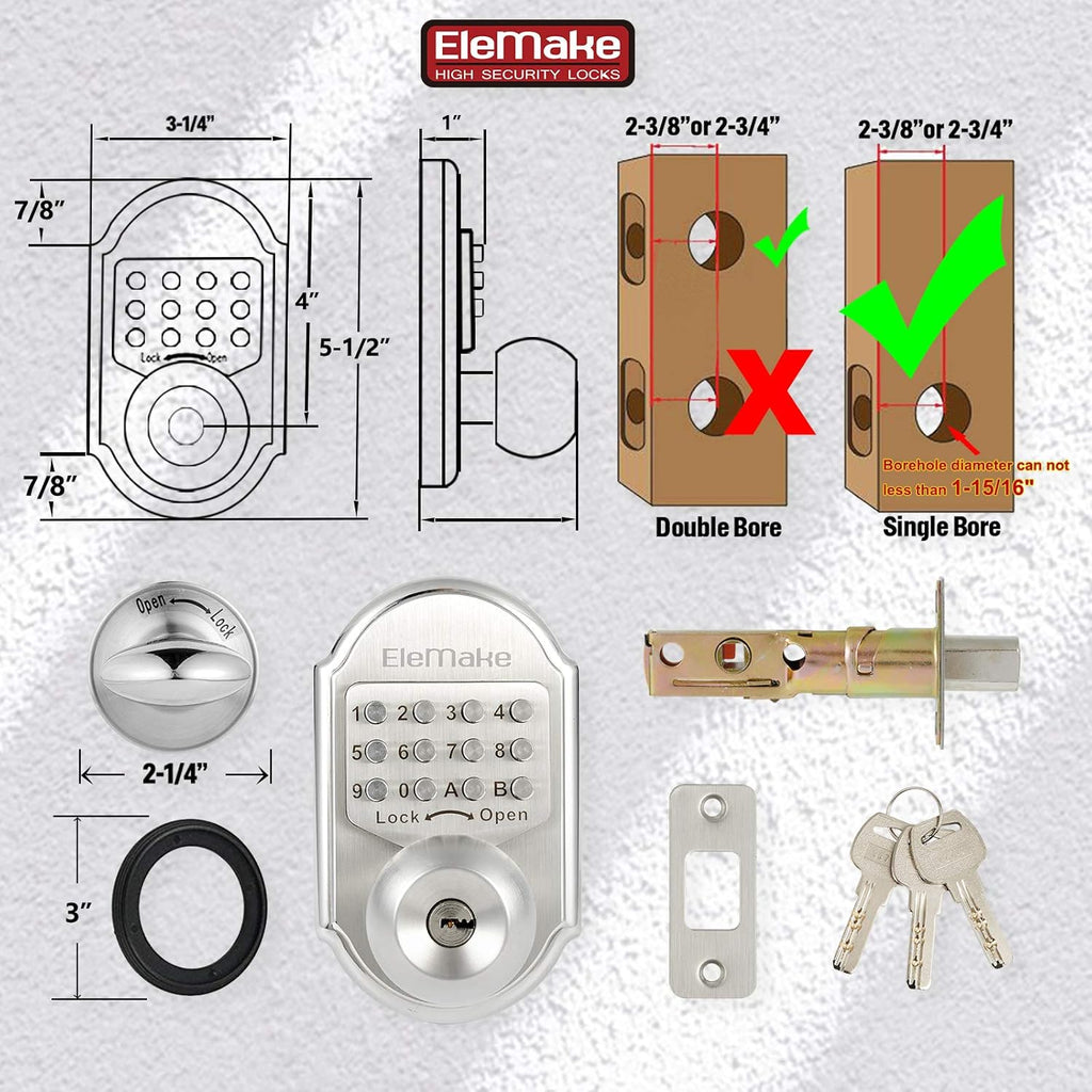 Keyless Entry Keypad Deadbolt Door Lock 304 Stainless Steel Mechanical A1437