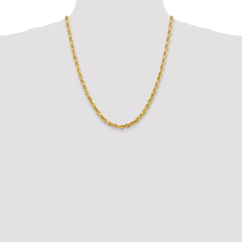 22 inch 14kt Yellow Gold Diamond Cut Rope Chain I83742