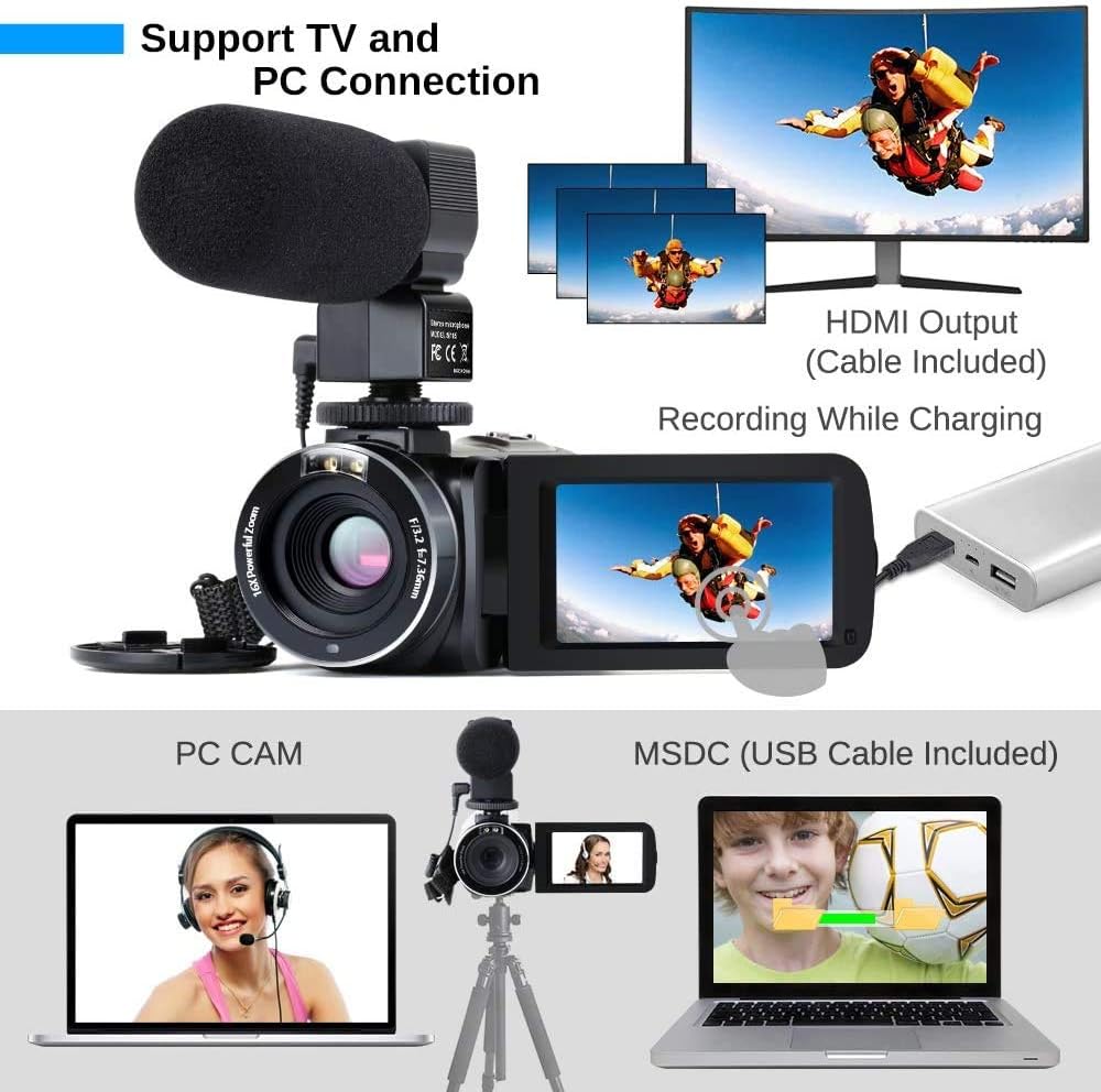 4K 48MP Camcorder with Microphone & Remote Control WiFi Digital Camera Q794