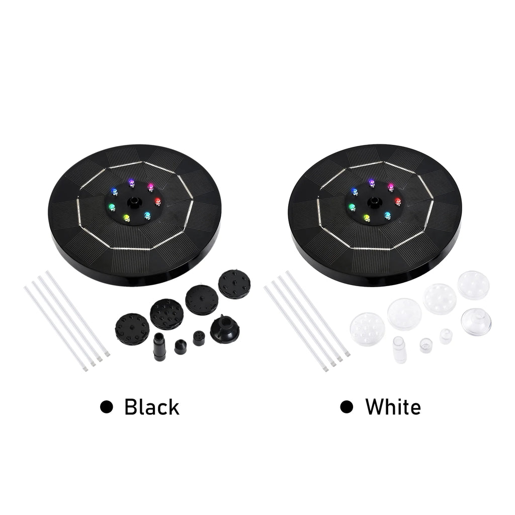 Solar Fountain Pump with Colorful Gradient Light 1800mAh Battery 6 Nozzles W676382