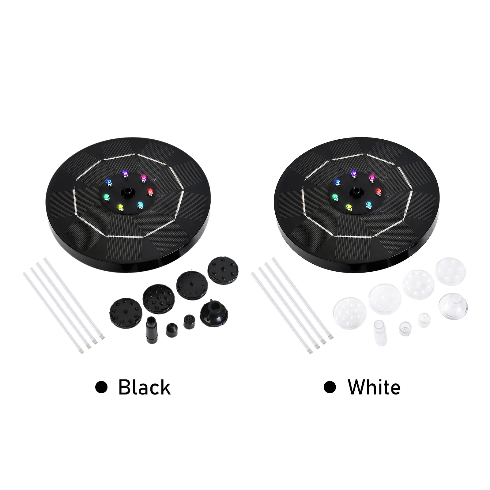 Solar Fountain Pump with Colorful Gradient Light 1800mAh Battery 6 Nozzles W676382
