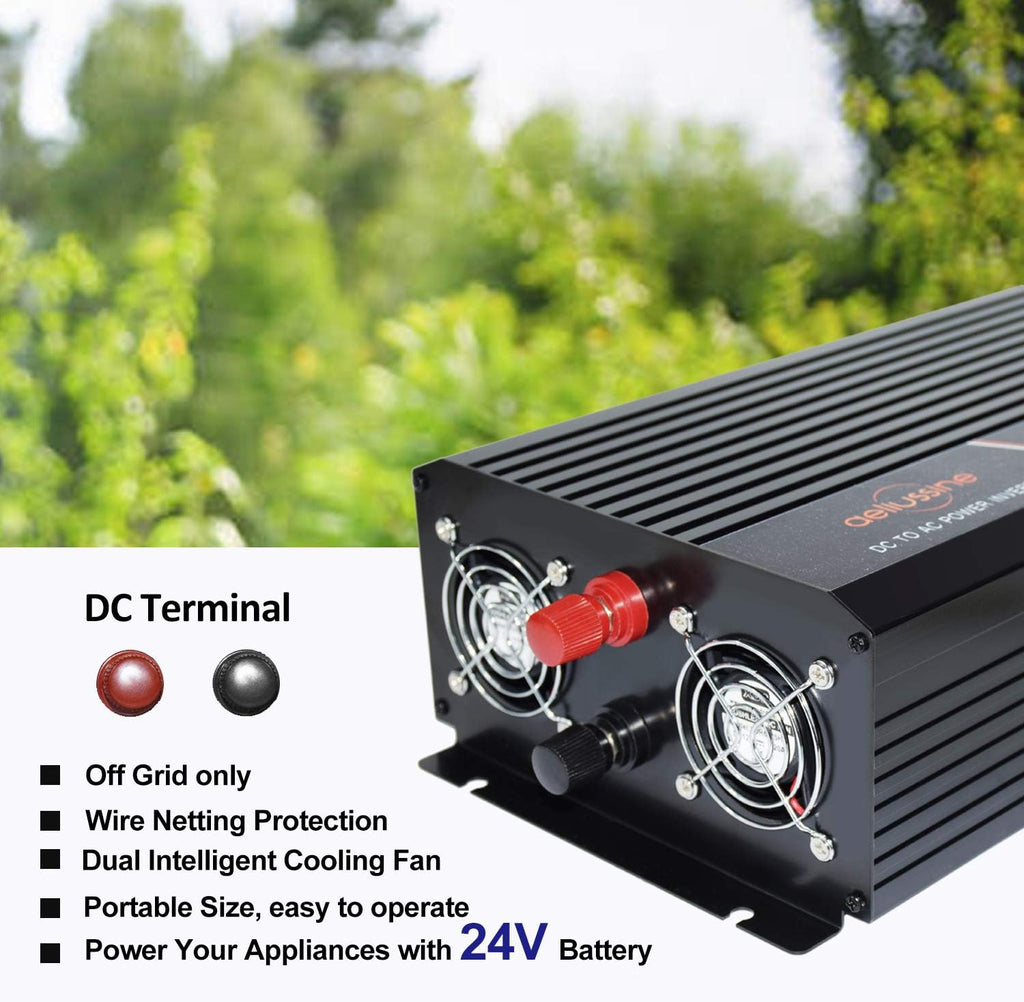 1500w Pure Sine Wave Power Inverter 24 Volt DC to AC 110v 120v Car Power Inverter J17820