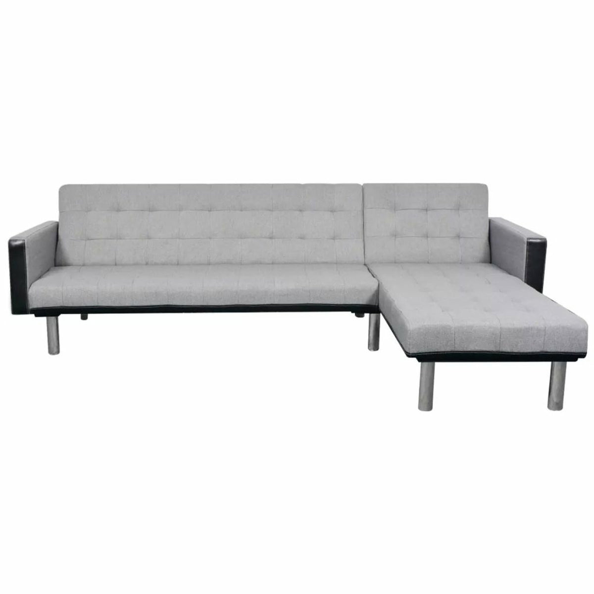 L-shaped Sofa Bed Fabric Black and Gray I30387