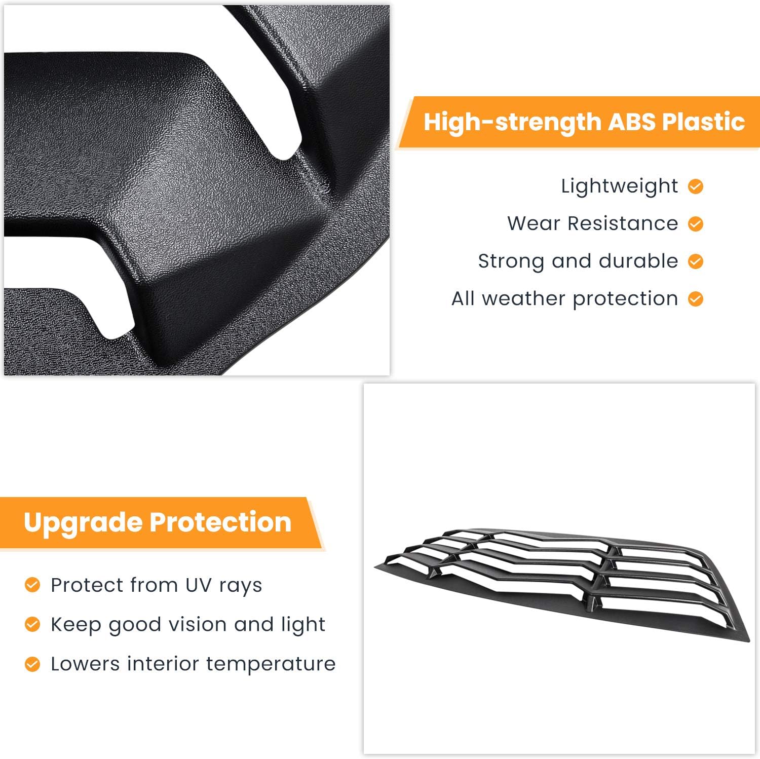 Rear Window Louver Windshield Sun Shade Cover for Dodge Challenger Custom Fit ABS Matte Black C4232