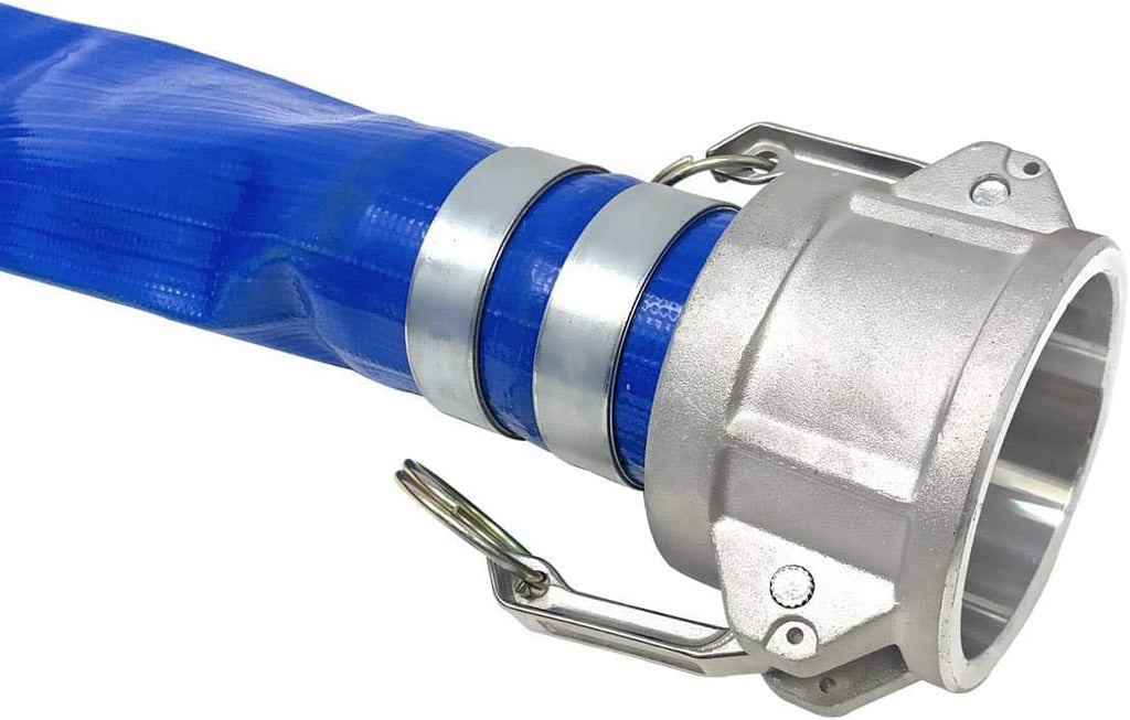 Blue Lay Flat PVC Hose Assembly with Aluminum Cam and Groove Fittings, Pack of 2 D686