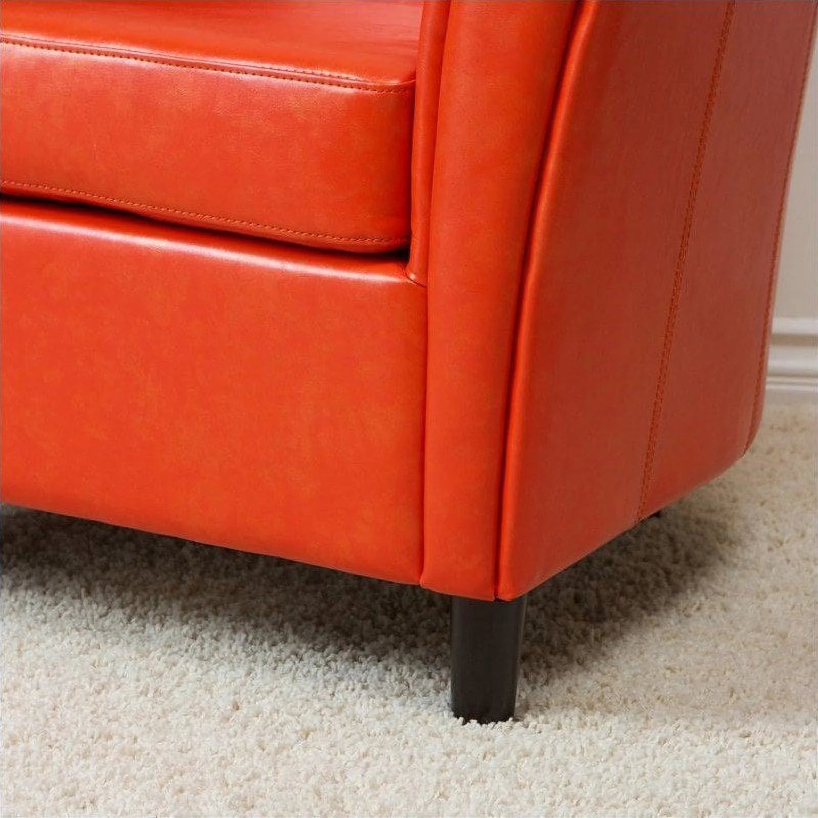 Orange Leather Barrel Club Chair E407414