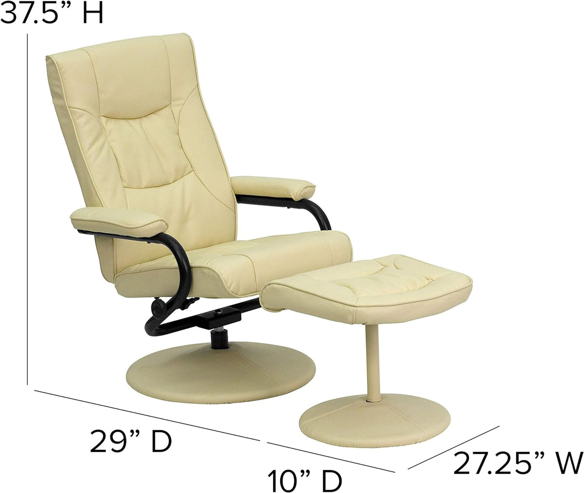 Cream Leathersoft Recliner/Ottoman W75933
