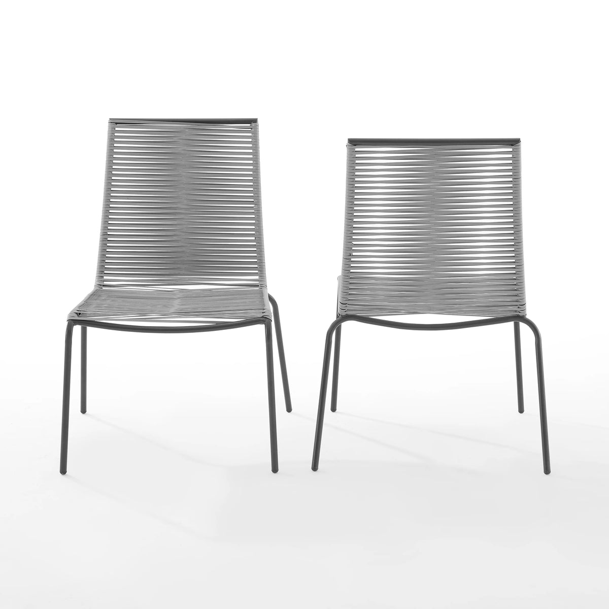 Gray Wicker Rattan Stackable Chair Set of 2 O656