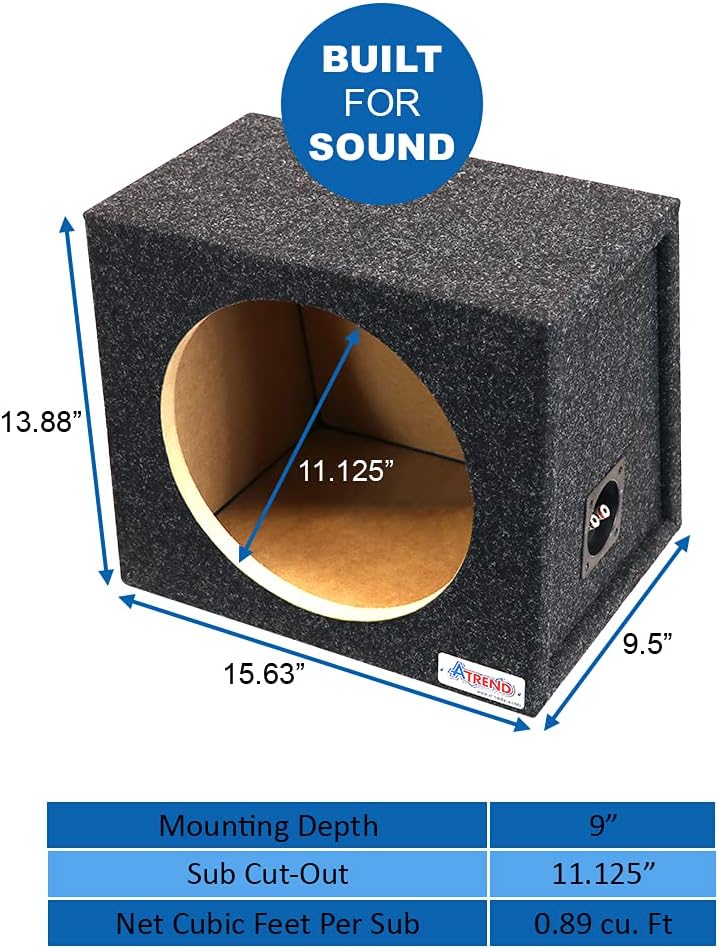 12" Single Sealed Subwoofer Enclosure, Pack of 2 E42959