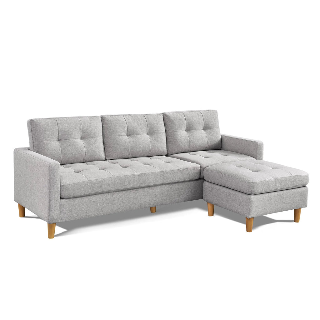 Light Grey Convertible Sectional Sofa with Ottoman G13344