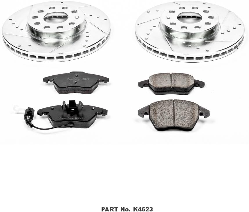 Front Z23 Carbon Fiber Brake Pads with Drilled & Slotted Brake Rotors Kit D3639