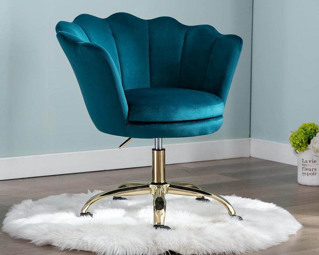 Pink Velvet Adjustable Desk Chair with Wheels Y59394