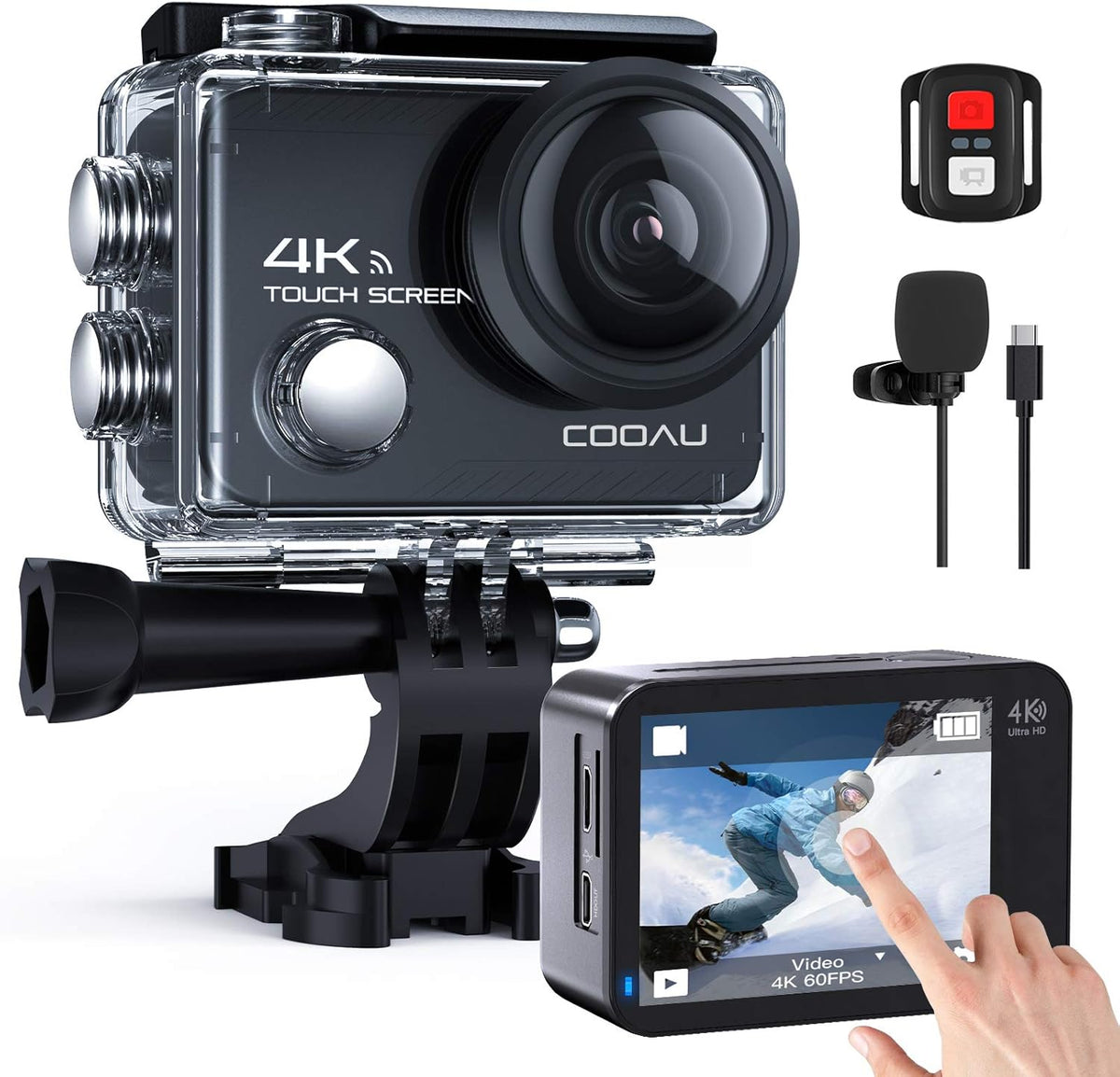 4K 60fps 20MP Touch Screen WiFi Action Camera with External Microphone S82428