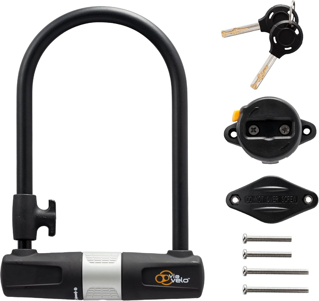 Heavy Duty Bicycle U-Lock with Cable, 14mm Shackle, 10mm x1.8m Cable, Pack of 2 F4500