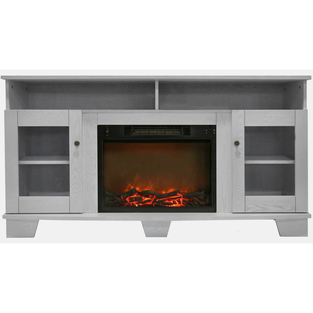 White Electronic Fireplace Mantel W7151