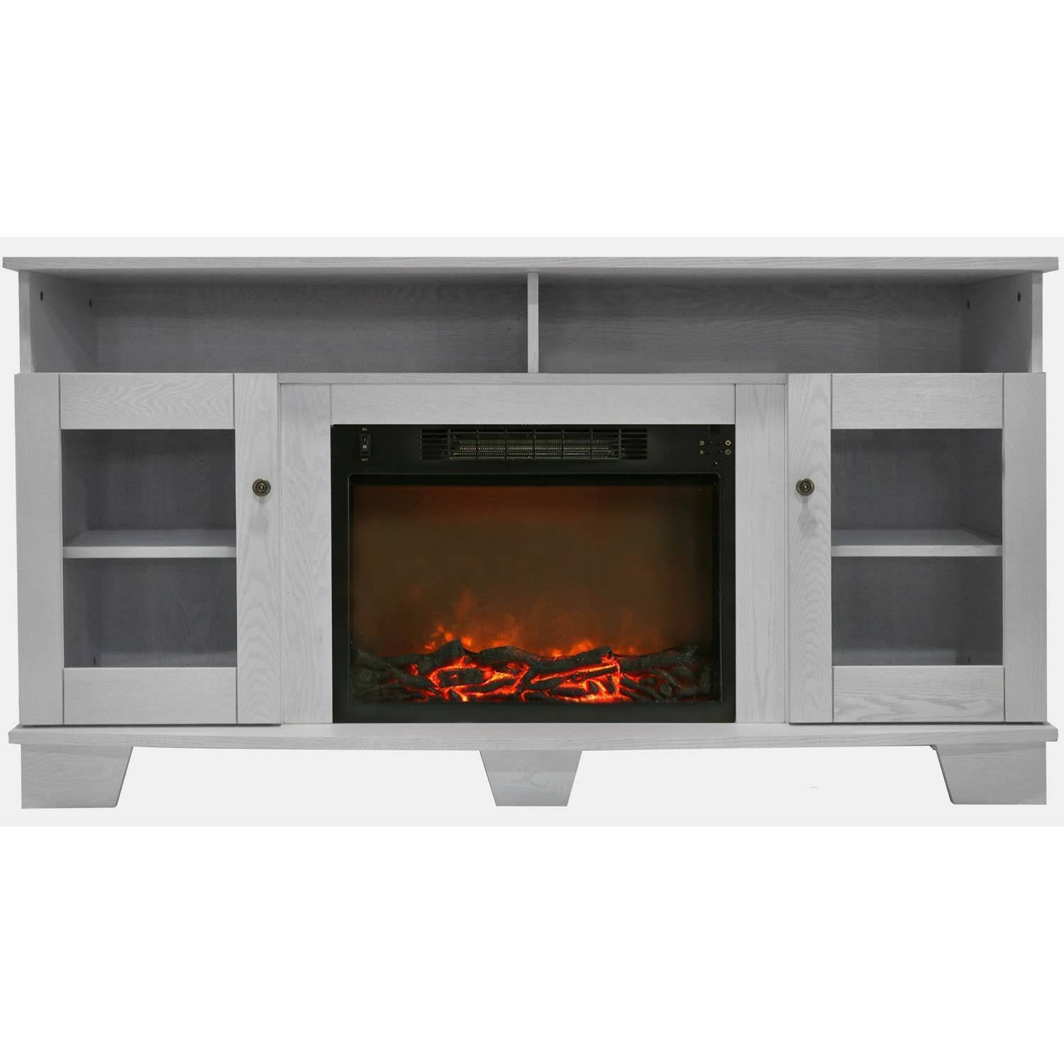 White Electronic Fireplace Mantel W7151