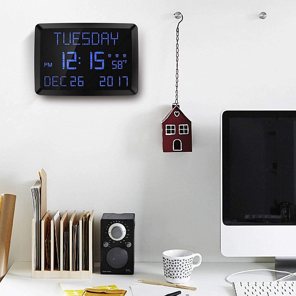 11.5 Extra Large LED Digital Wall Clock with Calendar and 3 Alarms K549