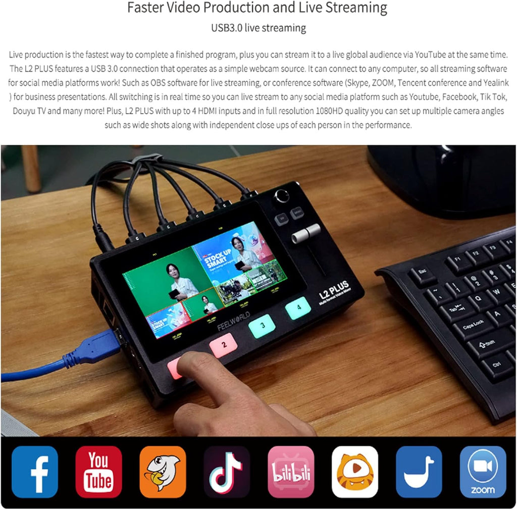 5.5 LCD Touch Screen Multi-Camera Video Mixer Switcher A9734