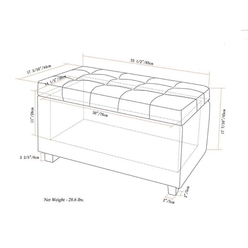Faux Leather Storage Bench in Black K7101