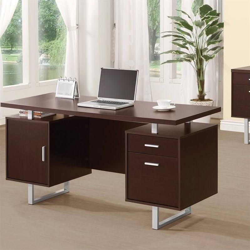 2pc Desk and Mobile File Cabinet Set in Brown M7519
