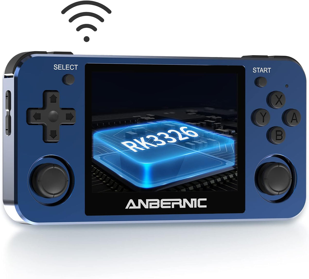 Handheld Game Console 3.5 Inch IPS Screen RK3326 Chip 64G TF Card 2500 Classic Games 3500mAh Battery (Blue) S35060