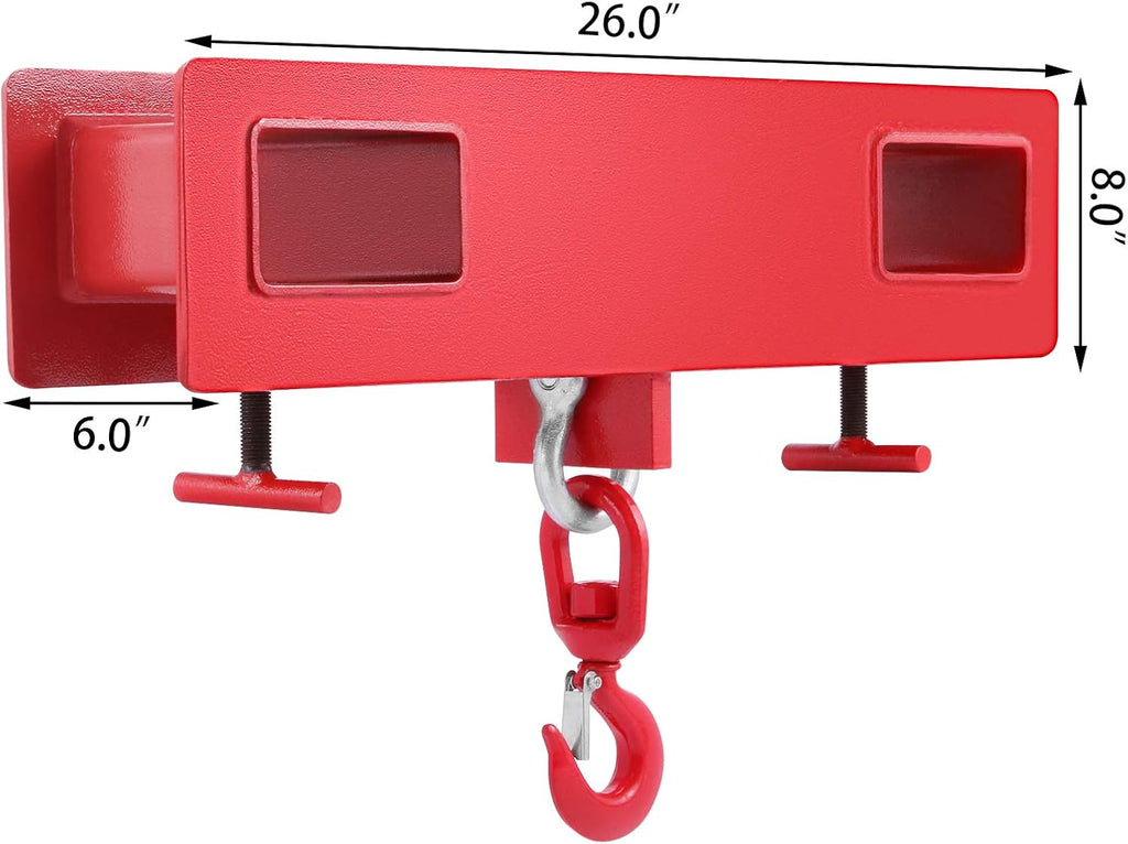Forklift Lifting Hook, 4400lbs Capacity, Red, with Swivel Hook and Two Large T-Screws H370835