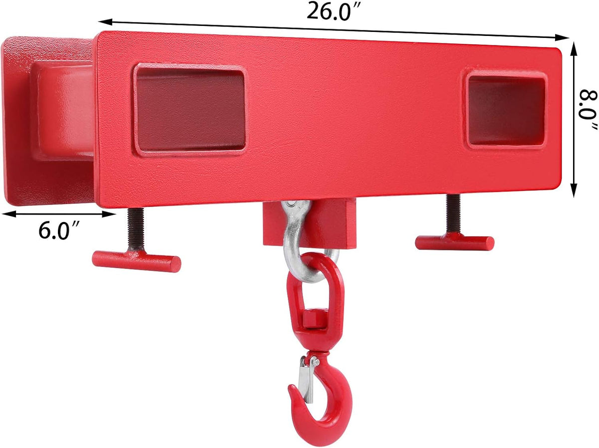 Forklift Lifting Hook, 4400lbs Capacity, Red, with Swivel Hook and Two Large T-Screws H370835